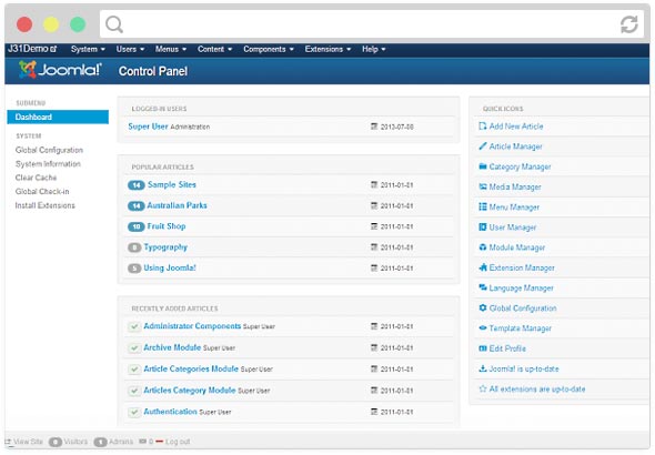 Joomla Admin Dashbaord